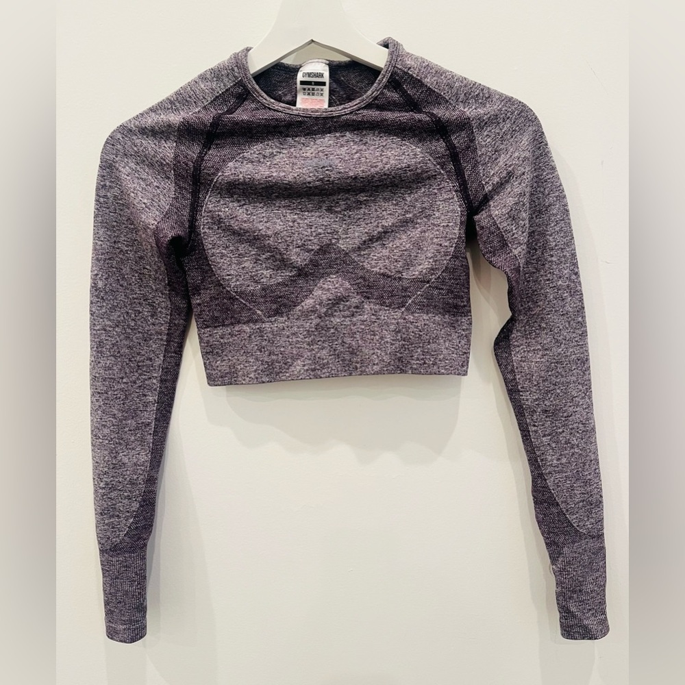 Gymshark Flex Sports Long Sleeve Crop Top Purple Women’s sz Small gym